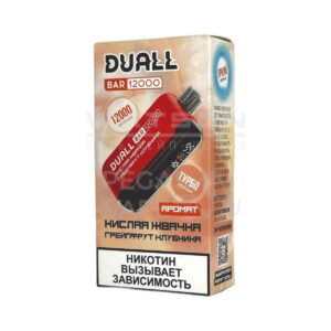 Электронная сигарета DUALL BAR 12000 (Кислая малиновая вата) купить с доставкой в СПб, по России и СНГ. Цена. Изображение №6.